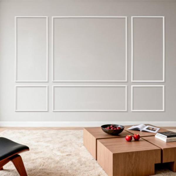 Wall Molding - Wainscoting Panels Kit - Lightweight Paintable Polystyrene - Easy to Install Accent Wall Trim - White - Pack of 3
