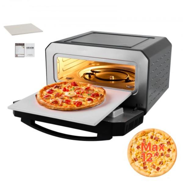 Picture of Vevor DGNKBXGSCMP122PTW001V1 Electric Pizza Oven - Smart Pizza Maker Indoor - 12 in. Countertop Pizza Cooker - 750 deg Max Temp - 2-Min Rapid Baking Oven - Thin & Crispy - Neapolitan - Frozen