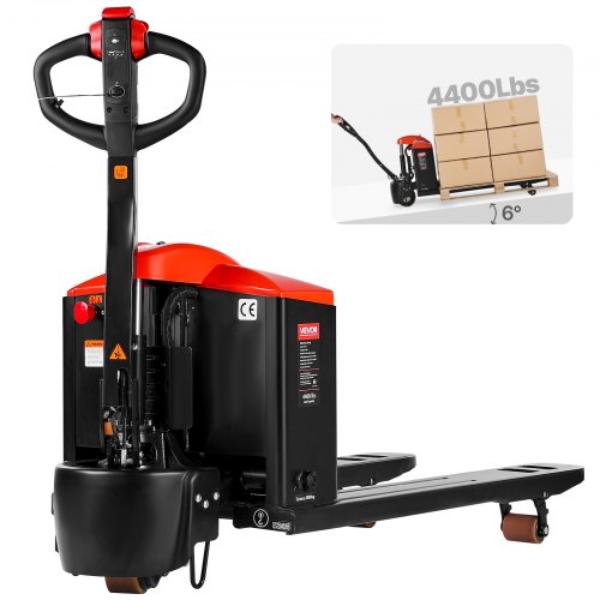 Electric Pallet Jack - 4400 lbs Load - Lithium Battery Powered - 48 x 27 in. Forks - Material Handling - Suitable for Warehouse - Supermarket