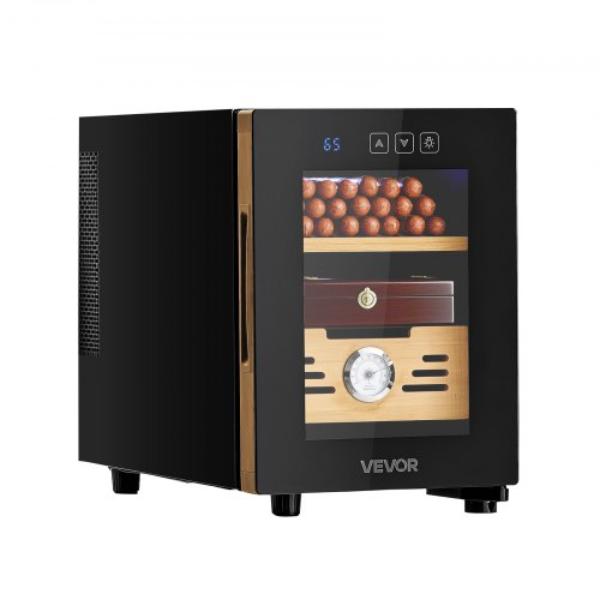 Electric Humidor - 16 Liter - Cigar Humidor Cabinet - Cooling Temperature Control - Spanish Cedar Wood Shelves & Drawers - 100 Count