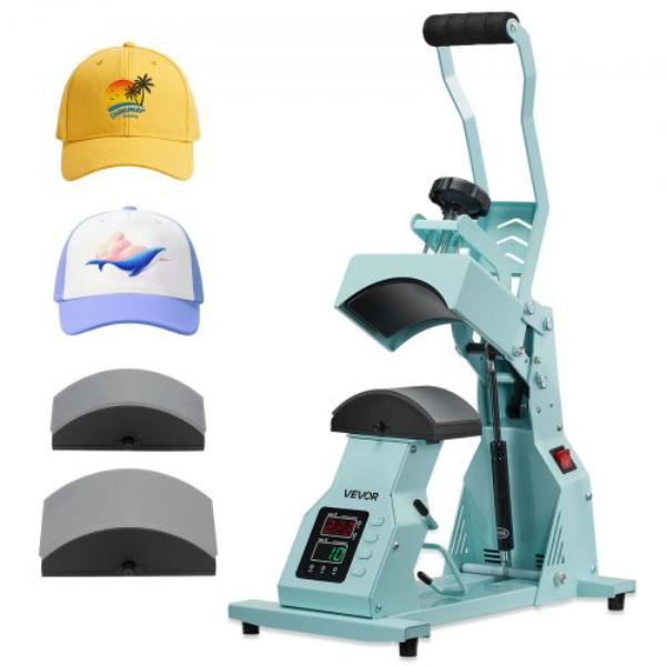 Hat Heat Press Machine with Interchangeable Platens - Precise Temperature & Time Control for HTV Iron On & Sublimation Projects, Green - 2 Piece