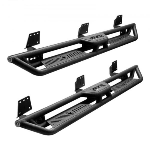 Running Boards - 6 in. Side Steps with Wide Non-Slip Hollow Surface - Rustproof Coating for 2019-2025 Dodge Ram 1500 Crew Cab, Black - 550 lbs