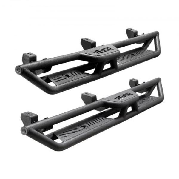 Running Boards - 6 in. Side Steps with Carbon Steel Nerf Bars - 550 lbs - Non-Slip Surface for 2018-2025 Jeep Wrangler JL 4 Door, Black