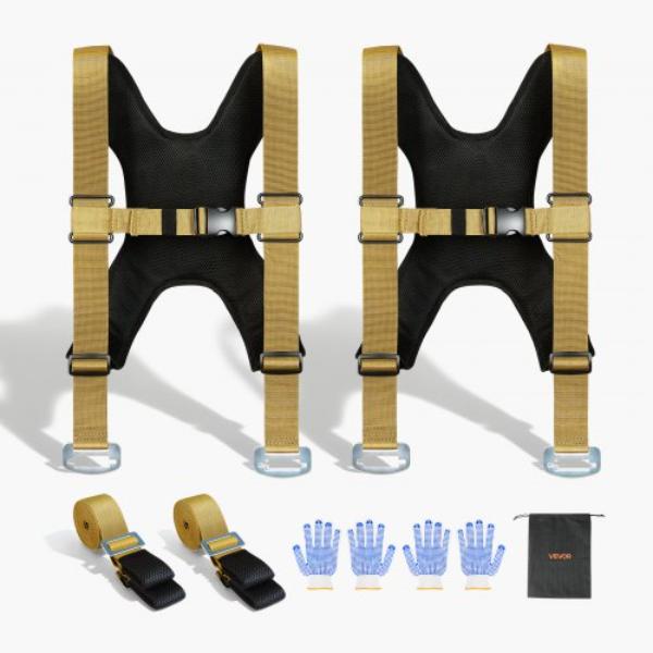 Moving Straps - Supports up to 1000 lbs - 2-Person Lifting & Moving System with 2 Harness Straps & 2 Load-bearing Straps - Adjustable Lifting Straps