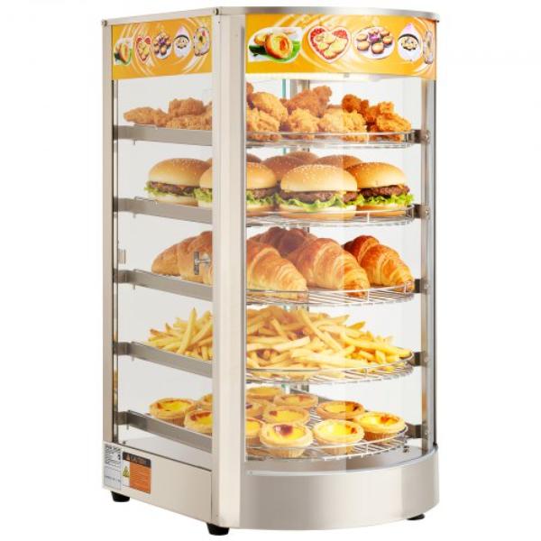 Picture of Vevor TYZSJBXGS5C11IWKI001V1 5-Tier Commercial Food Warmer Display - 800W - 60 Liter - Adjustable Shelf - Stainless Steel Frame - 86-185 deg Air Heating