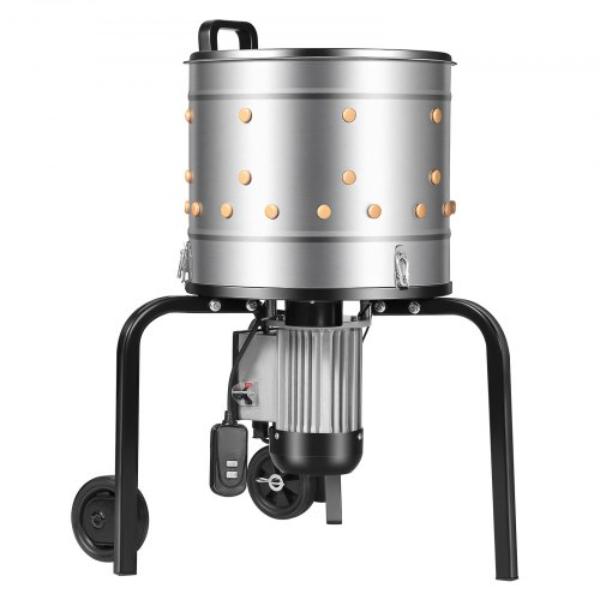 Picture of Vevor SJXTMJ156INCIFMC8001V1 Chicken Plucker Machine - 15.7 in. Drum - 550W - 275RPM - Stainless Steel Feather Remover - 114 Soft Fingers - Transport Wheels