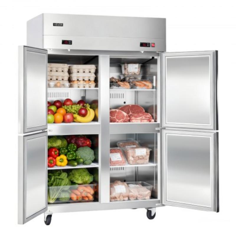 Picture of Vevor LSSYLJ4HALFZFIASS001V1 Commercial 48 in. - 31 Cu. ft. Stainless Steel Upright Refrigerator & Freezer Combo with 4 Doors - Auto-Defrost - 6 Adjustable Shelves - UL Certified