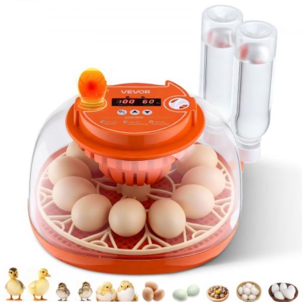 Picture of Vevor JQFHQEKXX12DWHFNH001V1 12 Egg Incubator - Automatic Egg Turner - LED Candler -360 deg View Clear Window for Home Farm - Hatching Chicks Ducks Goose Quail