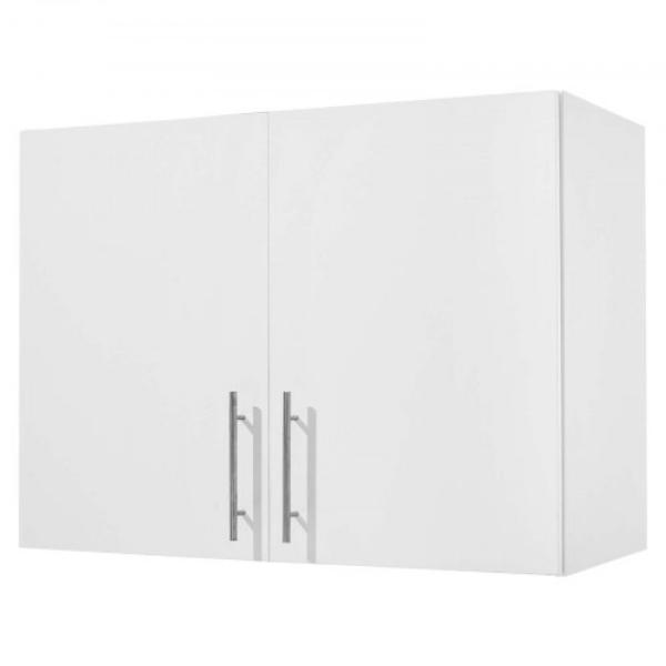2-Tier Wall Mounted Hanging Cabinet - 32 in. Cupboard Storage with 2 Doors - Adjustable Shelf for Bathroom - Kitchen - Laundry, White