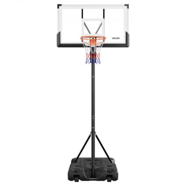 Portable Basketball Stand - 10 ft. Height Adjustment - 54 in. PC Backboard - Portable Basketball Hoop with Wheels for Kids - Teens - Adults