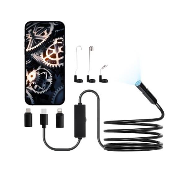 NKJSXTYX3H1DGG5KA001V9 Endoscope Camera - 1920P HD Borescope - 8 LED Lights - 10 ft. Semi-Rigid Cable - IP67 Waterproof - Auto - Plumbing