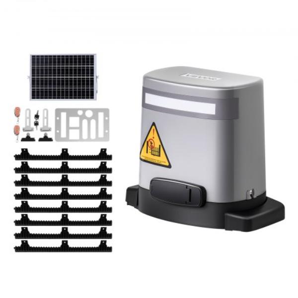 Solar Sliding Gate Opener - 280W Electric Gate Opener for Doors up to 65.6 ft. 1799 lbs with Infrared Sensor & 2 Remote Controls