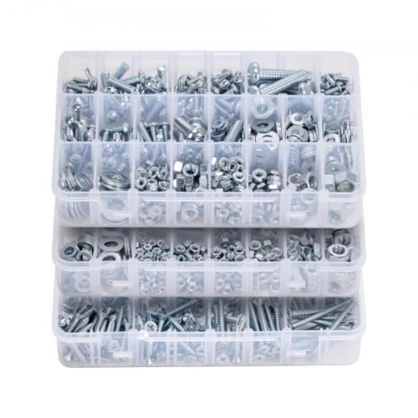 Bolts & Nuts Assortment Kit - Metric & Imperial Machine Screws & Flat Washers - Alloy Steel M3-M4-M5-M6-M8, Galvanized White - 2250 Piece