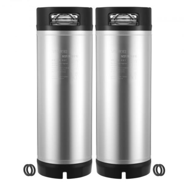 Picture of Vevor CCT5GALSXSJNX0UHC001V0 Corny Keg - 5 gal Ball Lock Keg SUS304 Cold Brew Kegs with Dual Rubber Handles Heavy-Duty Rubber Bottom Brewing Equipment - 2 Piece