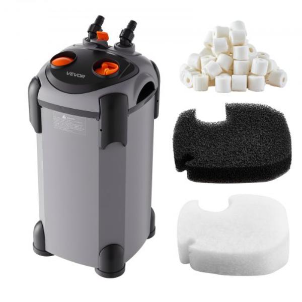 224.5GPH Canister Filter - Quite Water Circulation Cleaning Machine with Media for Fish Tanks & Aquariums Up to 55 gal - Freshwater