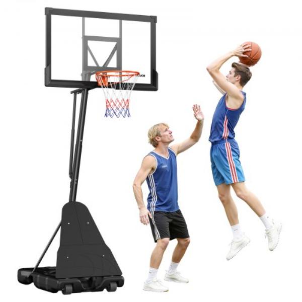Portable Basketball Stand - 10 ft. Height Adjustment - Basketball Hoop & Goal - 50 in. PC Backboard for Kids & Adults - Indoor & Outdoor Use