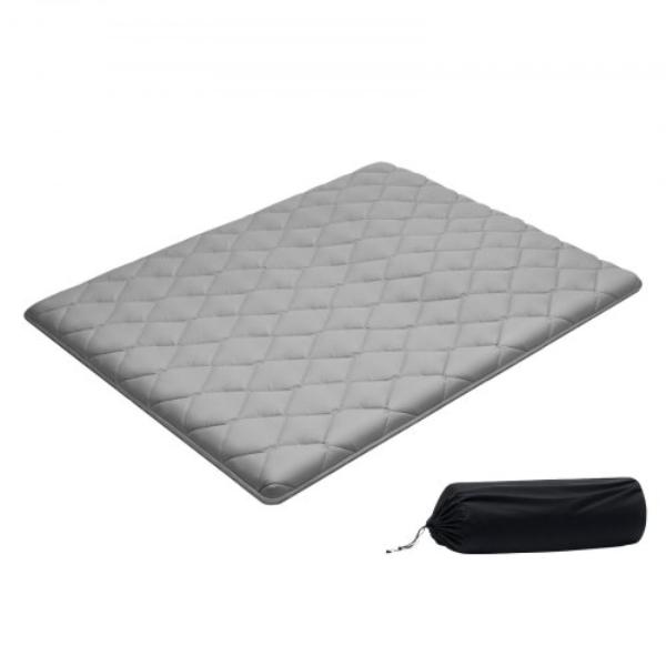 Japanese Tatami Mat - Queen Size Foldable Futon Mattress - Gray - 9-Layer Floor Mat for Sleeping - Dormitory - Meditation - Yoga - 80 x 60 x 3.5 in.