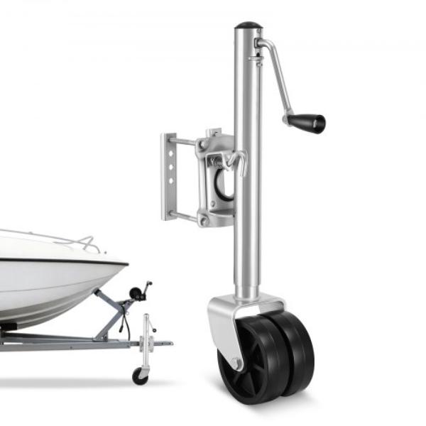 Trailer Jack - 2000 lbs Load - Heavy Duty Swivel Boat Trailer Jack with PP Dual Wheel & Ergonomic Handle - 15-27 in. Lift Range