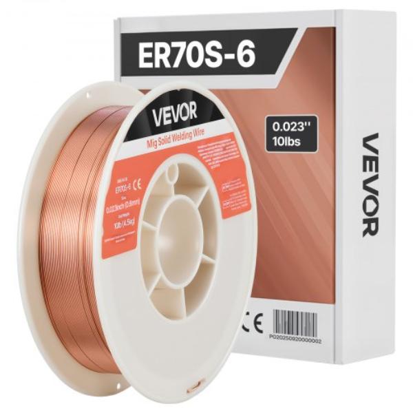 Solid MIG Welding Wire - ER70S-6 0.023 in. 10 lbs - Low Spatter Mild Steel Welding Wire with High Deoxidizers for All-Position Gas Shielded Welding