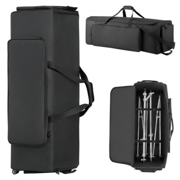 Drum Hardware Bag - 1680D - Black - Carrying Case with Wheels - Sturdy Handle - Durable Zipper - Smooth PVC Wheels - Multiple Pockets