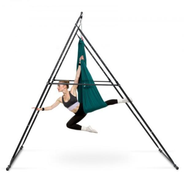 Yoga Stand Frame - Max 440.9 lbs Load Swing Stand - Triangular Structure Pull Up Stands - Aerial Silk Stands with EVA Foam & 6.6 Yard Yoga Hammock