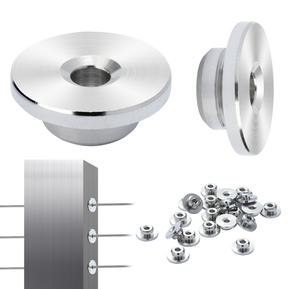 Cable Railing Kit - 0.12 in. Wheel Protector Sleeves, Bundle with Black Invisible 0.12 in. Swage Tensioner & Terminal - Pack of 51
