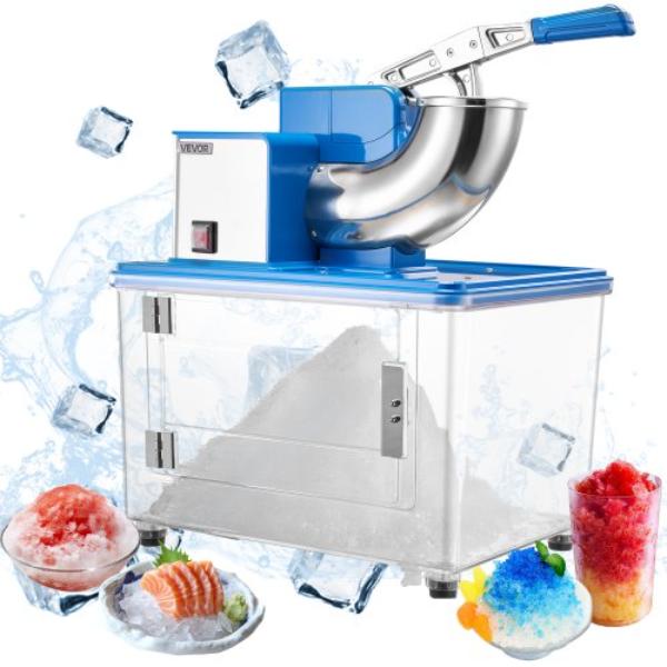 Picture of Vevor SBJDHKLS661LRLSMB001V1 Commercial Ice Crusher - 661 lbs per Hour - 350W Electric Snow Cone Machine 4 Blades 2000RPM Stainless Steel Shaved Ice Machine - 11 gal Crushed-Ice Box - Blue