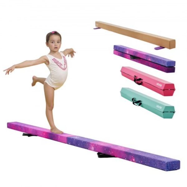 BKSJPHM8FT4I5V6S9001V0 8 ft. 300 lbs Folding Balance Stable Support Gymnastics Floor Beam with Non Slip Mat for Kids