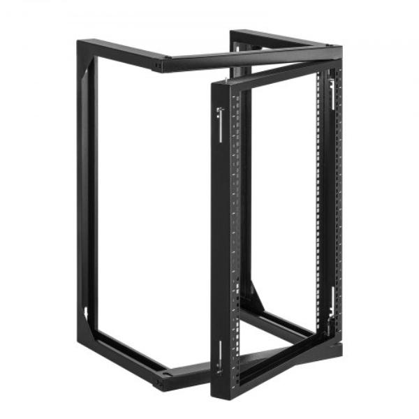 BGSJJ15U18YCEECU0001V0 15U Wall Mount Server Rack - Black - 150 lbs Max Load - Open Frame Network Rack with 180 deg Gate Swing
