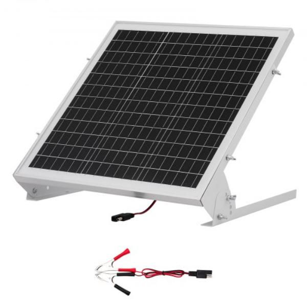 20W 12V Solar Battery Trickle Charger - Mono Solar Panel - Built-in MPPT Controller - IP65 Waterproof - Adjustable Mount Bracket