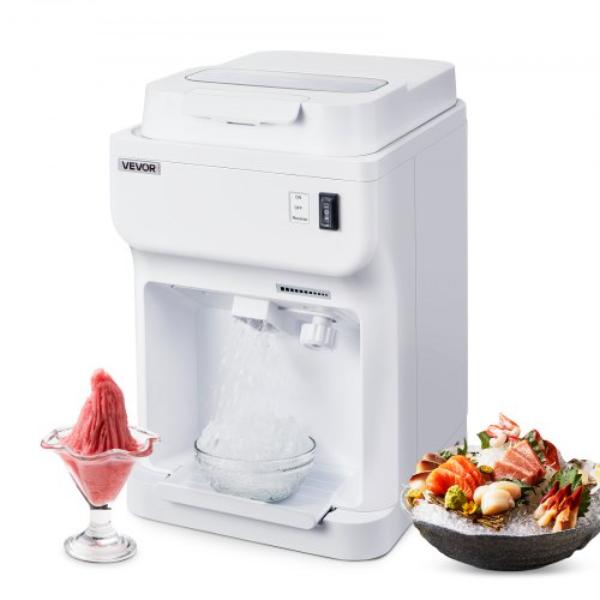 Picture of Vevor BBJBS350WBDHFCMJM001V1 Commercial Ice Shaver Crusher - 220 lbs per Hour Electric Snow Cone Maker - 4 Liter Ice Cube Box - 350W 1500RPM Tabletop Shaved Ice Machine - White