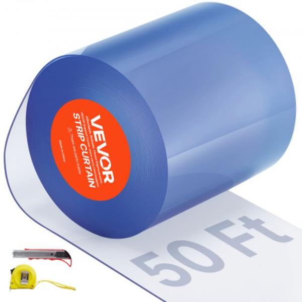 Picture of Vevor JZPVC50X81PCSSGL9V0 Clear PVC Strip Curtain - 50 ft. x 8 in. - Plastic Door Strip Bulk Roll - Walk in Freezer Cooler Curtain Strips for Doorways of Supermarket - Garage - Pet Animal House