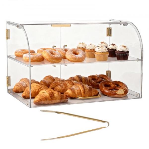 MBZSJYKLTYX2AZ4EE001V0 Bakery Display Case - 2-Tier Commercial Countertop Pastry Display Case - Clear Acrylic Bread Box - 22 x 14 x 14 in.
