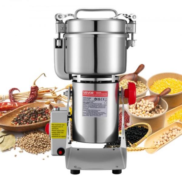 Picture of Vevor DDDPSGWYMJ8012P01001V1 Electric Grain Mill Grinder - 1.8 lbs Commercial Spice Grinders - High Speed 2100W Stainless Steel Pulverizer Powder Machine