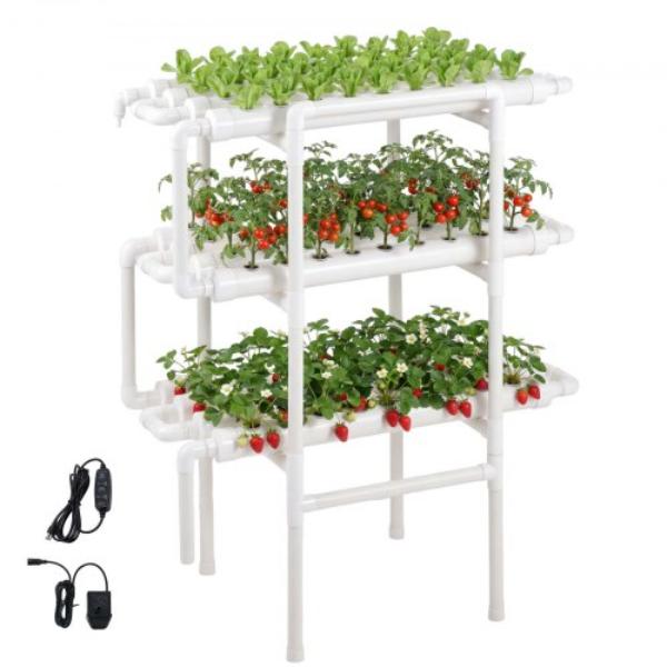 Hydroponics Growing System Kit - 3-Tier 108 Sites UPVC Pipe Hydroponic Grow Kit - Indoor Home Garden Vegetable Planting Grow Kits