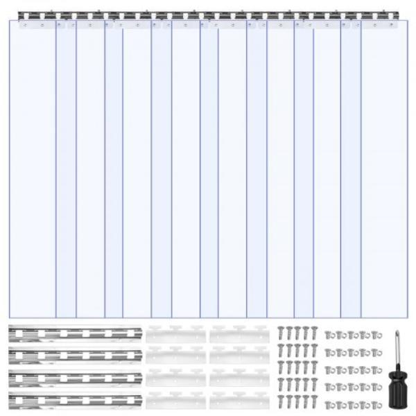 Picture of Vevor PZMLPZPTLGGHMIW1WV0 Clear PVC Strip Curtain - 96 x 48 x 0.08 in. - Walk in Freezer Cooler Curtain Strips - Smooth Waterproof Plastic Door Strips - 8 Piece