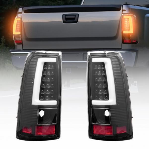 Tail Light Assembly for 2003-2006 Chevy Silverado 1500 HD 2500 HD 3500 - Driver & Passenger Side LED Taillight Brake Lamps - Black - 2 Piece