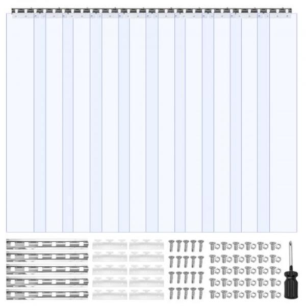 Picture of Vevor PZMLPZXPTLGGHX33AV0 Clear PVC Strip Curtain - 84 x 60 x 0.08 in. - Walk in Freezer Cooler Curtain Strips - Smooth Waterproof Plastic Door Strips - 10 Piece