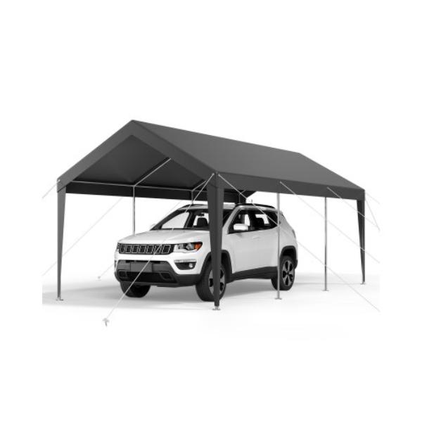 Carport - 10 x 20 ft. - Outdoor Car Canopy - Portable Carport - Heavy Duty Galvanized Car Shelter - UV-Resistant - Water-Resistant - Grey