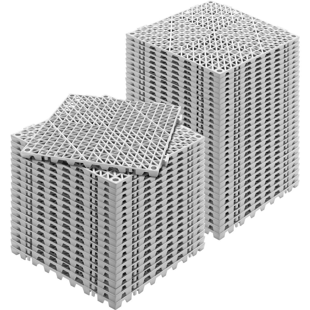 Gray Interlocking Tile, Drainage Tiles 12 x 12 in. Splicing, Soft PVC Interlocking Drainage Floor Tiles - 50 Piece