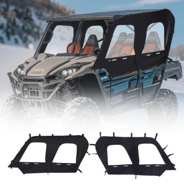 Cab Enclosure Upper Doors - Soft Upper Doors - Windproof & Waterproof Upgraded Zipper UTV Soft Side Window Kit for 2012-2022 Kawasaki Teryx4