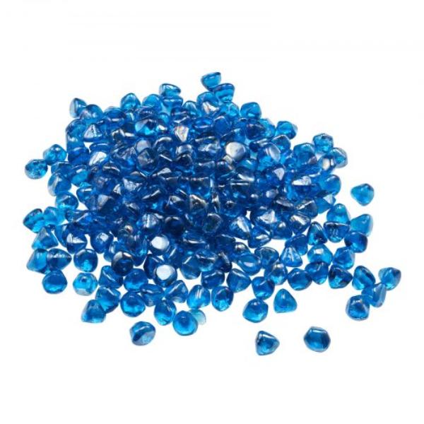 FHBLZSBLZ1INRRAH8001V0 Fire Glass - 20 lbs High-Temperature Resistant Fireplace Rocks - 1 in. Reflective Firepit Glass Diamond Beads - Caribbean Blue