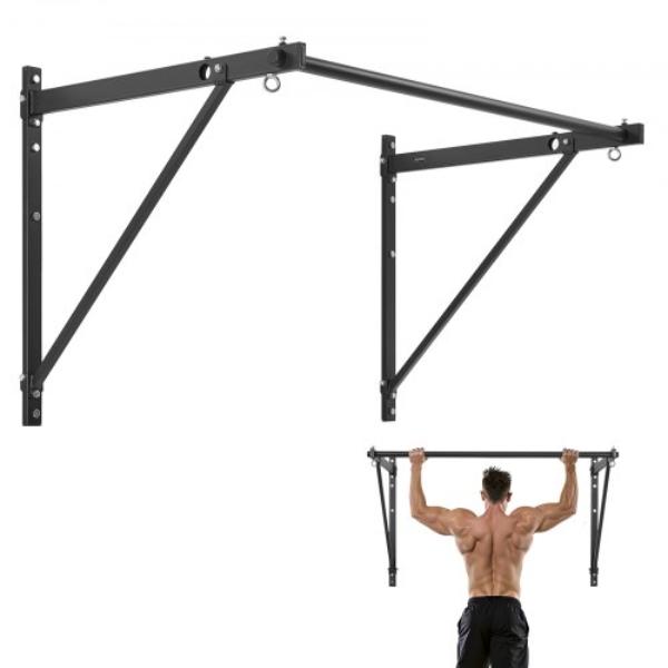 Pull Up Bar - 50 in. - Wall Mounted - Adjustable Depth 22 or 30 in. - Heavy Duty Steel - 440 lbs - Chin Up Training Station - Home Gym