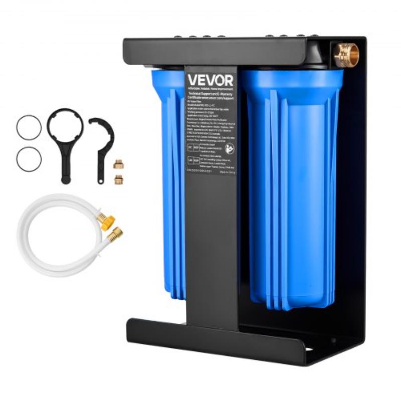 RV Water Filtration System - 2-Cartridge Water Filter System for Campers - Odors & Most Contaminants - RV Filter with Bracket for RVs - Boats - Vans