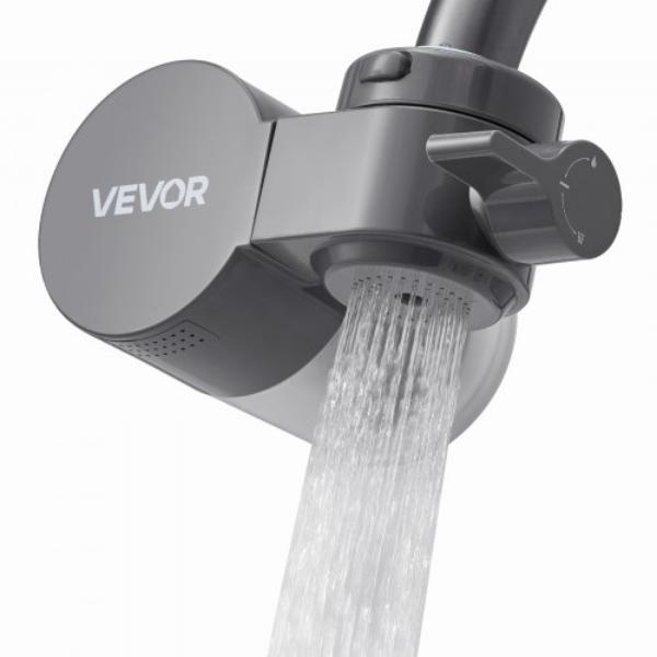Picture of Vevor QJGSKWSLTLSQEB6D6002V0 Faucet Mount Water Filter - Horizontal Water Purifier for Sink Tap - Carbon Fiber Filters - Removes Chlorine Lead - Most Kitchen or Bathroom Faucets - Gray