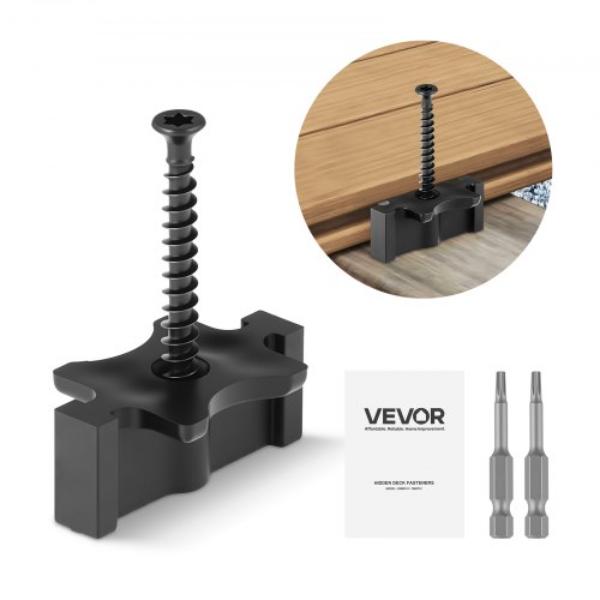Hidden Deck Fasteners - Composite Decking Board - Universal Composite T Clips - Metal Screws - Black - Works with 0.26 in. Gaps - 90 Piece