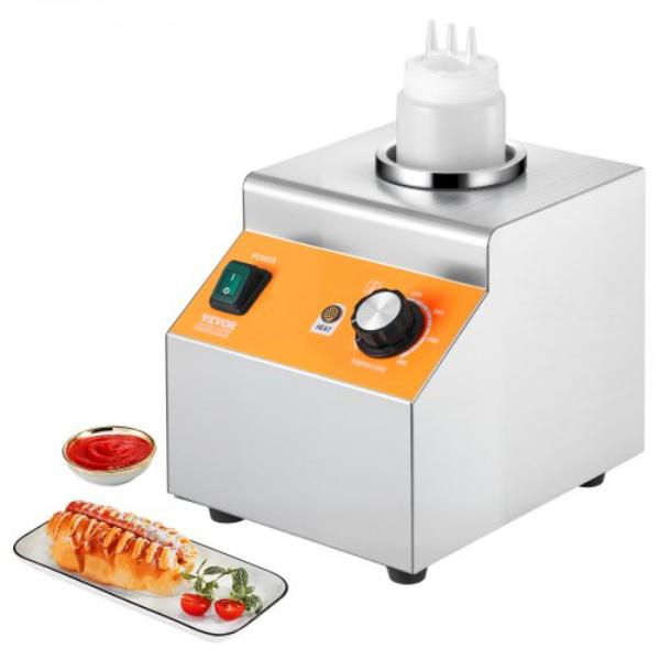 Picture of Vevor DRNZBX80WFXD64IU9001V1 Electric Bottle Warmer - 0.8 Liter Commercial Cheese Dispenser - Hot Fudge Warmer - Adjustable Temp 86-185 deg F - Plastic Bottle Nacho Cheese Sauce Warmer - Square