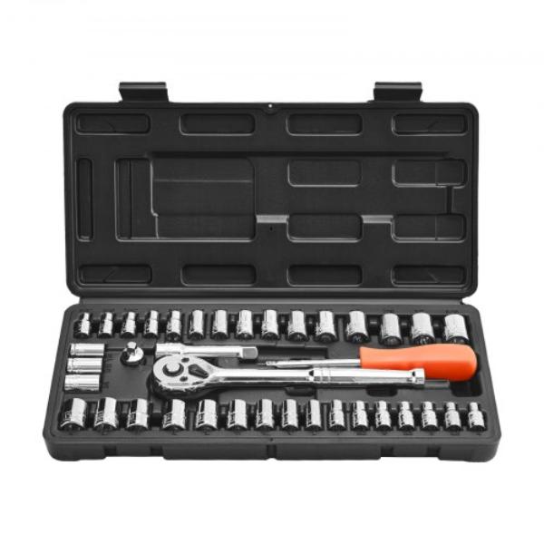 Socket Set - 0.375 & 0.25 in. Drive Socket & Ratchet Set - Mechanic Tool Kit - CR-V Alloy Steel for Automotive Repair - 39 Piece