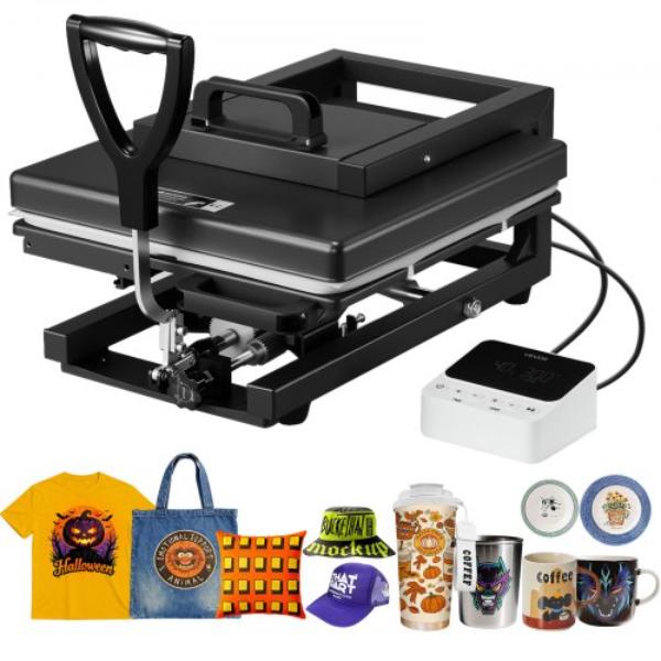 Picture of Vevor QJDSDRYJBSBJLH92I001V1 Hybrid Heat Press - 15 x 15 in. - 8-in-1 Multifunction - Heat Up Fast & Even - Sublimation Press Machine for T-Shirts-Mugs-Tumblers-Caps & Plates - Black