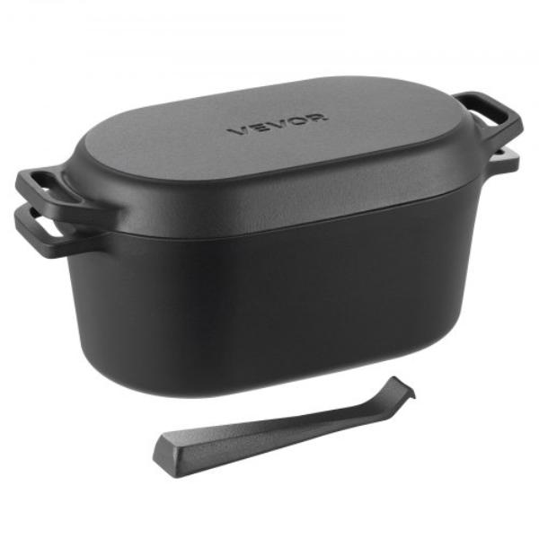 Picture of Vevor ZTHLKX35QTTC2ET9Q001V0 Enameled Cast Iron Dutch Oven - 3.5 qt. Pot with Lid & Dual Handles - Heavy-Duty Durable Cookware Pan - Black